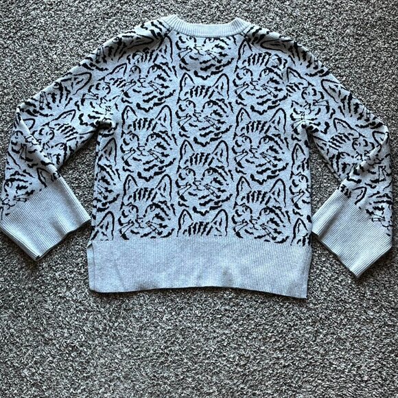 Loft Gray Cat Sweatshirt Womens L Soft Girl Cat Lover Kitty Wide Sleeve Coquette - Picture 4 of 7